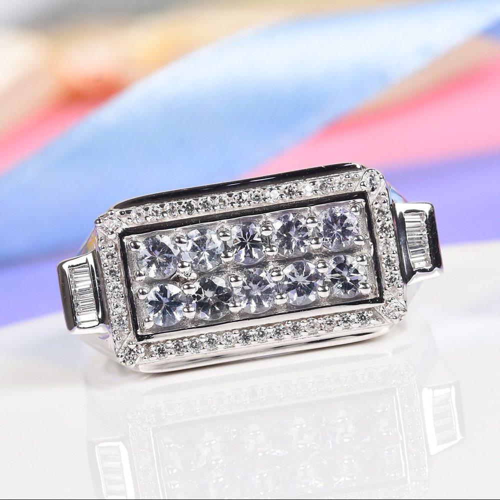 Men’s Peacock Tanzanite and Zircon Ring